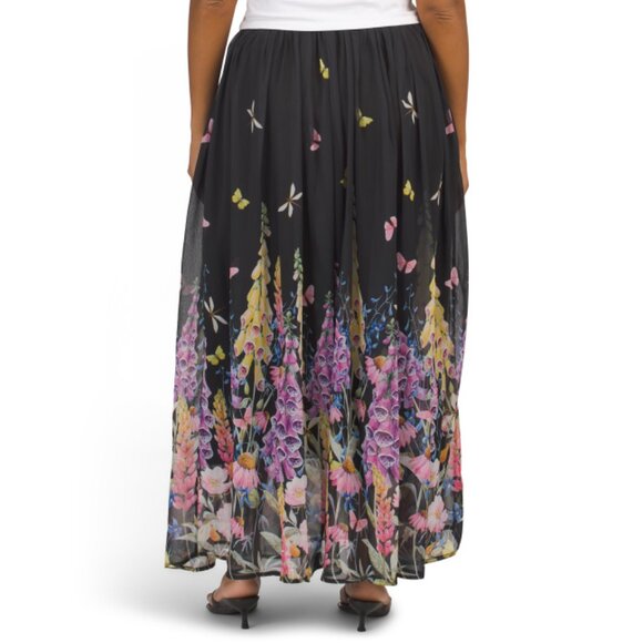 NANCY YANG Black Multi Floral Print Skirt - Picture 2 of 2